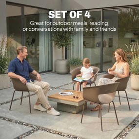 Outsunny Fotele ogrodowe 4 sztuki ergonomiczne z wycięciami podłokietniki odporne na warunki atmosferyczne kawowe | Aosom PL