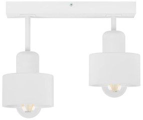 Biała lampa sufitowa, dwupunktowy spot DWE30x7WE z drewna i metalu E27