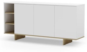 Biała niska komoda w dekorze dębu 170x80 cm Cequoia – Marckeric