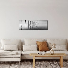 Obraz czarno - białej powierzchni wody (z zegarem) (90x30 cm)
