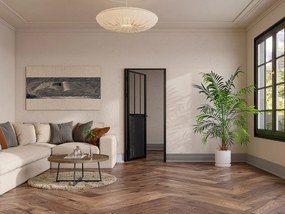 Drzwi kompletne dwustronne z aluminium i szkła hartowanego w stylu industrialnym - wys. 204 x szer. 73 cm - ERMELO