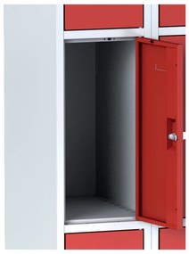 Alfa 3 Szafka skrytkowa, 6 schowków, 1800 x 600 x 500 mm, zamek cylindryczny, drzwi czerwone