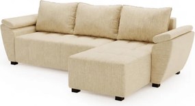 Rozkładana narożna sofa LIVARO 305x140 cm, kremowa, uniwersalna