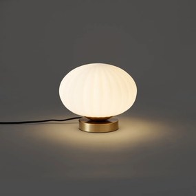 Designerska lampa stołowa mosiężna ze szkłem opalowym - Mochi