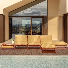 Zestaw Ogrodowy Z 3-częściową Modułową Sofą, Stolikiem Bocznym I 2 Pufami Rozkładanymi Amaro Miód Żółty - Chocolate & Blk Frame - Sklum