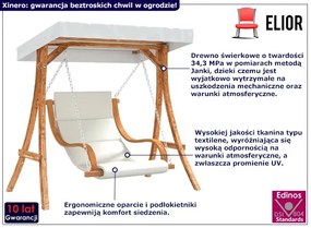 Huśtawka ogrodowa z siedziskiem i zadaszeniem - Romiks 3X