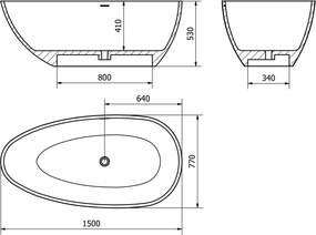 Mexen Imola wanna wolnostojąca z konglomeratu 150 x 77 cm, beton mat - 57281507661