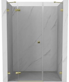 Mexen Lunar drzwi prysznicowe uchylne lewe 160 cm, transparent, złote - 834S-160-050-50-00-L
