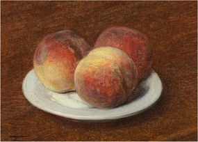 Obraz - Henri Fantin-Latour, Three Peaches on a Plate, reprodukcje (70x50 cm)