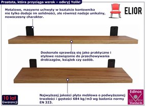 2 klasyczne półki ścienne dąb craft złoty 80 cm - Yolik 4X