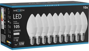 Mexen Nova 10x żarówka LED E14, C37, 1W, Neutralna - 4000K, 105 lm - L102-E14-0140-01x10