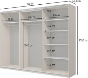Szafa Przesuwna LUBERO 120 cm Szafa Trzydrzwiowa Kaszmir