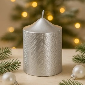 Świeca ozdobna z metalicznym wzorem, 5 x 6 cm