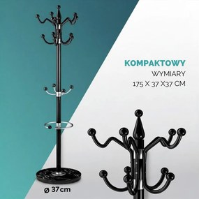 Wieszak stojący TENZY z marmurową podstawą, 37x173 cm, czarny Casaria