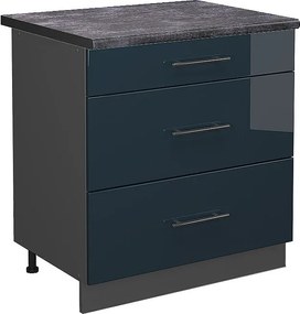 Szafka dolna do kuchni ciemnoniebieski wysoki połysk 80x60x82 fame-line