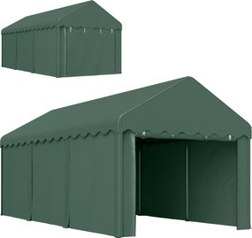 Outsunny Przenośny Carport 3x6 m, Schronienie dla pojazdów z 2 Wejściami, Dachem z Poliestru, dla Samochodów, Łodzi, Narzędzi Ogrodowych, Ciemnozielony