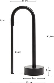 Czarna metalowa lampa stołowa LED (wysokość 30 cm) Bow – Kave Home