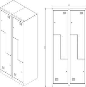 Szafa socjalna czterokomorowa Eco Design Julia 80x45x185 cm, biały/dąb sonoma