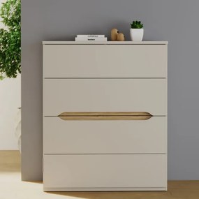 Nowoczesna komoda z 4 szufladami Edwal 312, kolor piaskowy/dąb Mauvella