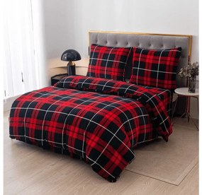 PrzytulneMieszkanie.pl PrzytulneMieszkanie.pl PrzytulneMieszkanie.pl Zestaw pościeli z mikropluszu + prześcieradło 90x200 cm ALBURY czerwone, pojedyncze łóżko