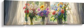 Obraz - Bukiet przy oknie (170x50 cm)