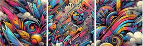 Obraz - Kolorowe graffiti (z zegarem) (90x30 cm)