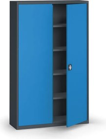 Szafa metalowa, 1950 x 1200 x 400 mm, 4 półki, grafitowy/niebieski