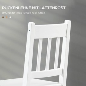 HOMCOM Zestaw 4 krzeseł do jadalni drewniane białe nowoczesne 41x46,5x85,5 cm | Aosom PL