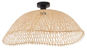 Lampa sufitowa w stylu art deco, czarna z naturalnym bambusem, 60 cm - Alka