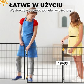PawHut Zestaw 2 paneli rozszerzających dla kojca dla szczeniąt, Panele ogrodzeniowe, Plac zabaw dla zwierząt, Kojec dla psów ze stali, Czarny