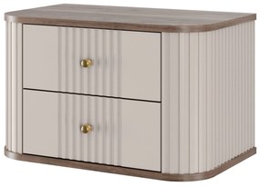 Zestaw szafek nocnych wiszących Vesper 56 cm - kaszmir / orzech / złote uchwyty