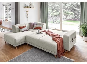 Beżowy rozkładany/ze schowkiem narożnik (lewostronny/w kształcie litery L) Classy Sophie – Miuform