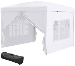 Outsunny Pawilon, Bierzelt, 4 demontowalne ściany boczne, 2 okna, stelaż metalowy, 2,95 x 2,95 m, Biały