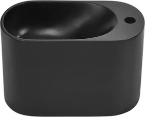 Umywalka z kamienia syntetycznego nablatowa / wisząca owalna czarna 45 x 22 cm OVELA Black : Typ montażu - podwieszana