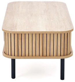 Ława z zamykaną półką, MDF naturalny/czarny 90/50/40 ANGELINA