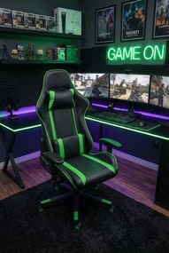 Czarno-zielony obrotowy fotel do grania R8-P21