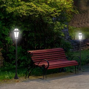 Outsunny lampa ogrodowa solarna LED zestaw 2 sztuki stal nierdzewna oświetlenie zewnętrzne do ogrodu | Aosom PL
