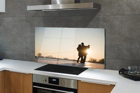 Szklany Panel Ludzie taniec zima