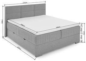 Szare łóżko boxspring ze schowkiem 160x200 cm Tambo – Meise Möbel