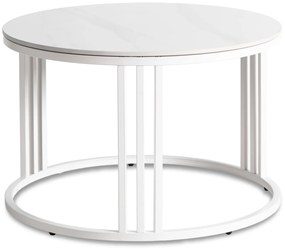 Stolik Kawowy KORIN 70 cm Biały Marmur/Biały Nowoczesny