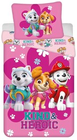 Różowa bawełniana pościel dziecięca jednoosobowa 140x200 cm Paw Patrol "Heroic" – Jerry Fabrics