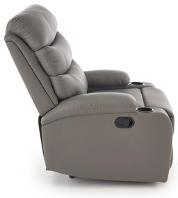 Fotel do salonu wypoczynkowy popielaty, rozkładany eco skóra PERUS