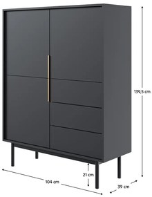 Komoda VIVALA 3D3S, czarna