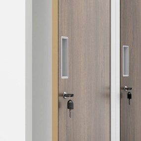 Szafa socjalna czterokomorowa Eco Design Kacper 80x50x180 cm, biały/orzech