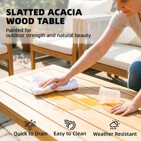 Outsunny Zestaw mebli ogrodowych z drewna dla 4 osób – kanapa, 2 fotele, stolik, dekoracja z lin, lamelowe wykończenie, zdejmowane poduszki | Aosom PL