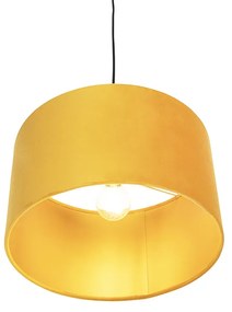 Lampa wisząca klosz welurowy ochra-złoty 35cm - CombiWiejski/ Rustykalny / Vintage Oswietlenie wewnetrzne