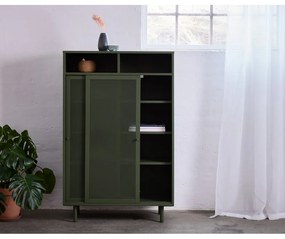 Ciemnozielona metalowa szafka z drzwiami przesuwnymi 90x140x40 cm Veep – Unique Furniture
