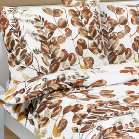 Bellatex Pościel bawełniana Listowie brązowy, 140 x 220 cm, 70 x 90 cm, 140 x 220 cm, 70 x 90 cm