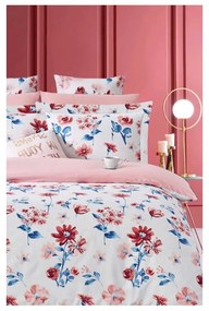 Biało-różowa pościel dwuosobowa z bawełny renforcé z prześcieradłem 200x220 cm – Mila Home