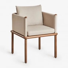 Krzesło Do Jadalni Olivia Acacia Wood Z Podłokietnikami Kremowa Semoline & Ciemny Akacjowy Brąz - Sklum